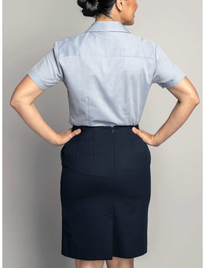 Straight Tropical Navy Skirt w/Pocket