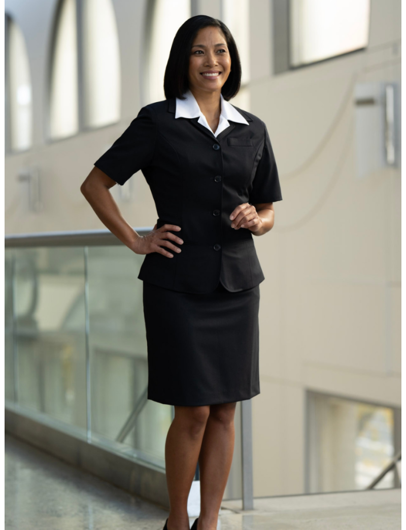 Jillian Short Sleeve Sharkskin Midnight Blue Blazer