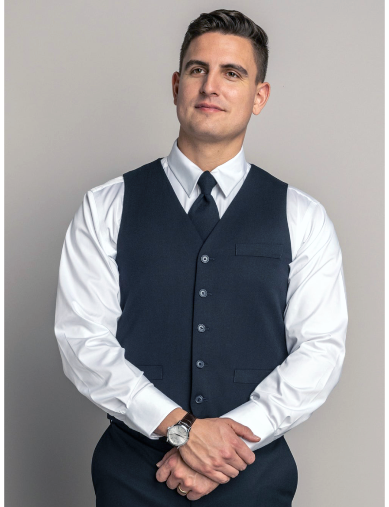 Anthony Single Breasted Sharkskin Black Vest