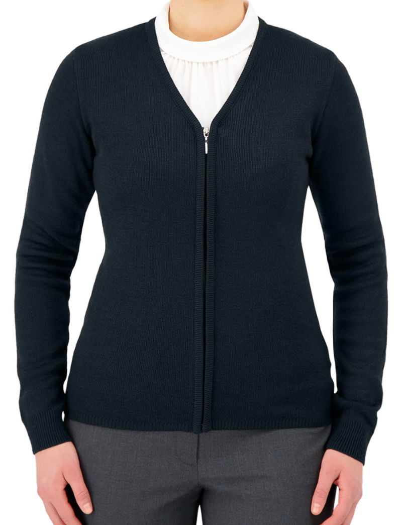 V-Neck Zip Navy Cardigan