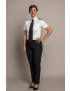 Charlotte Flat Front Comfort Waist Sharkskin Admiral Blue Pants