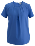 Ladies Jewel Neck Short Sleeve Blue Blouse