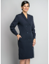 Long Sleeve Shawl Tropical Navy Dress
