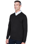 Unisex V-Neck Long Sleeve Cotton Black Sweater