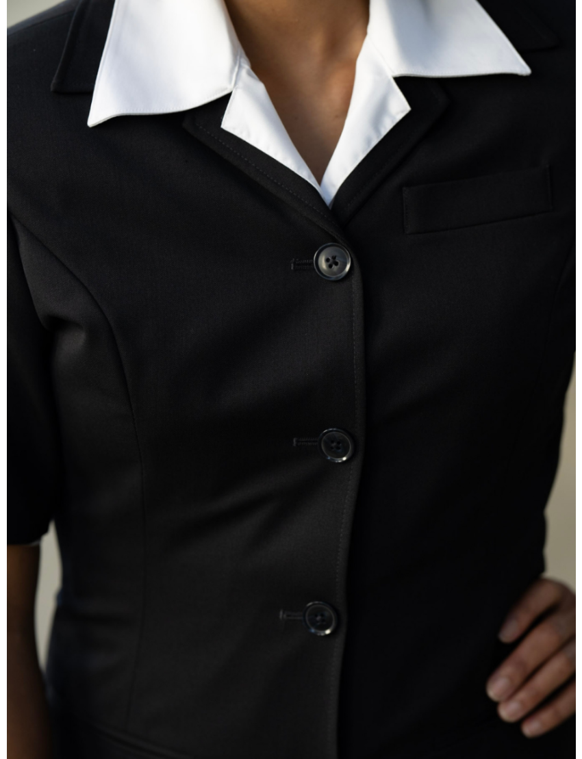 Jillian Short Sleeve Sharkskin Midnight Blue Blazer