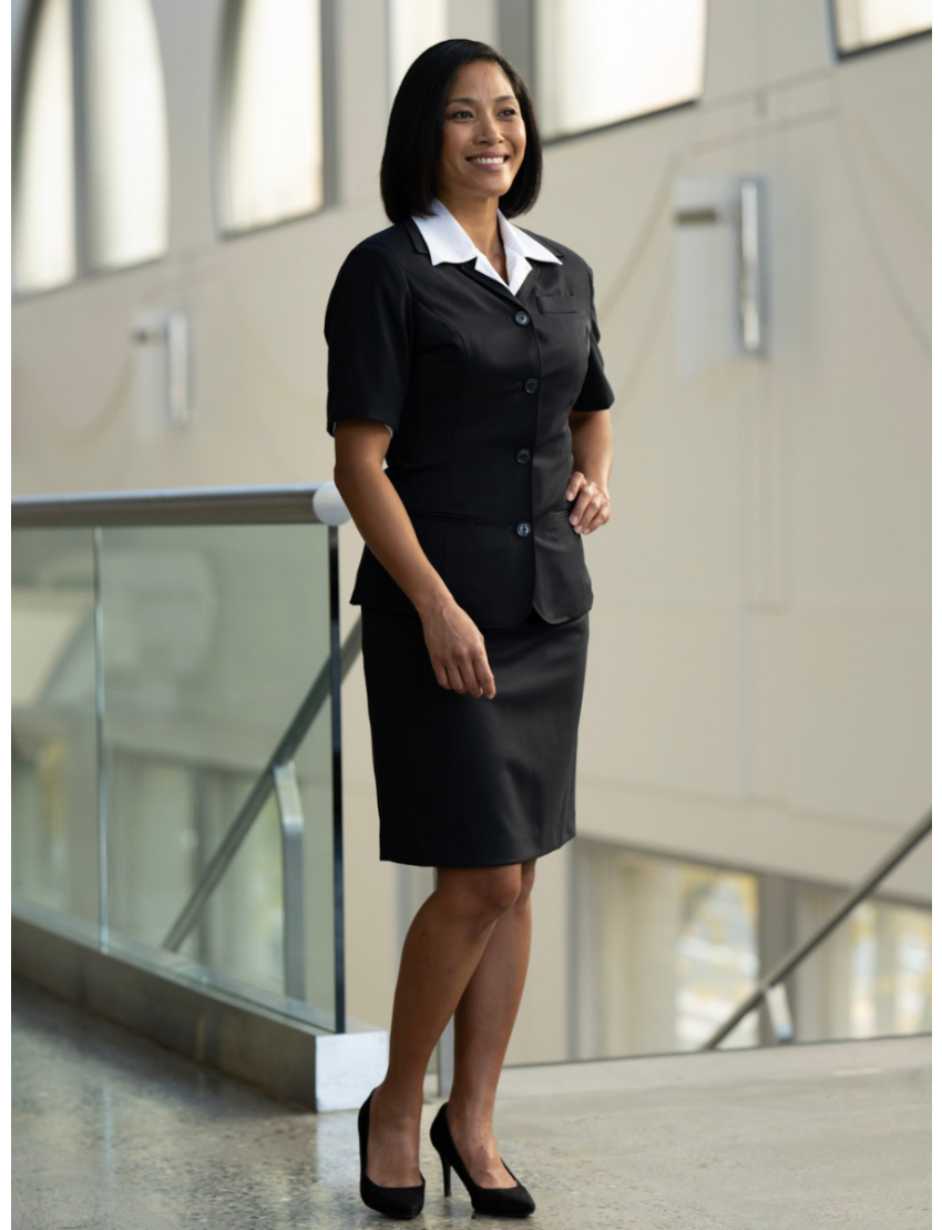 Jillian Short Sleeve Sharkskin Midnight Blue Blazer