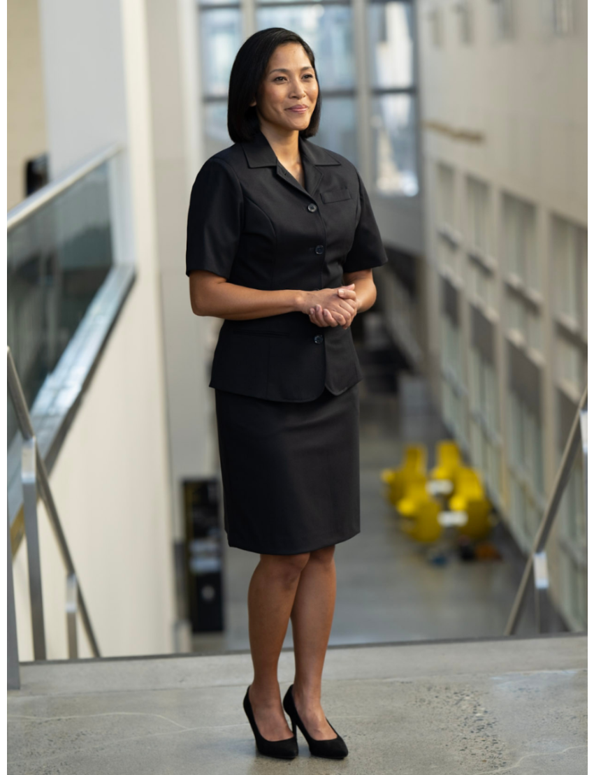 Jillian Short Sleeve Sharkskin Midnight Blue Blazer