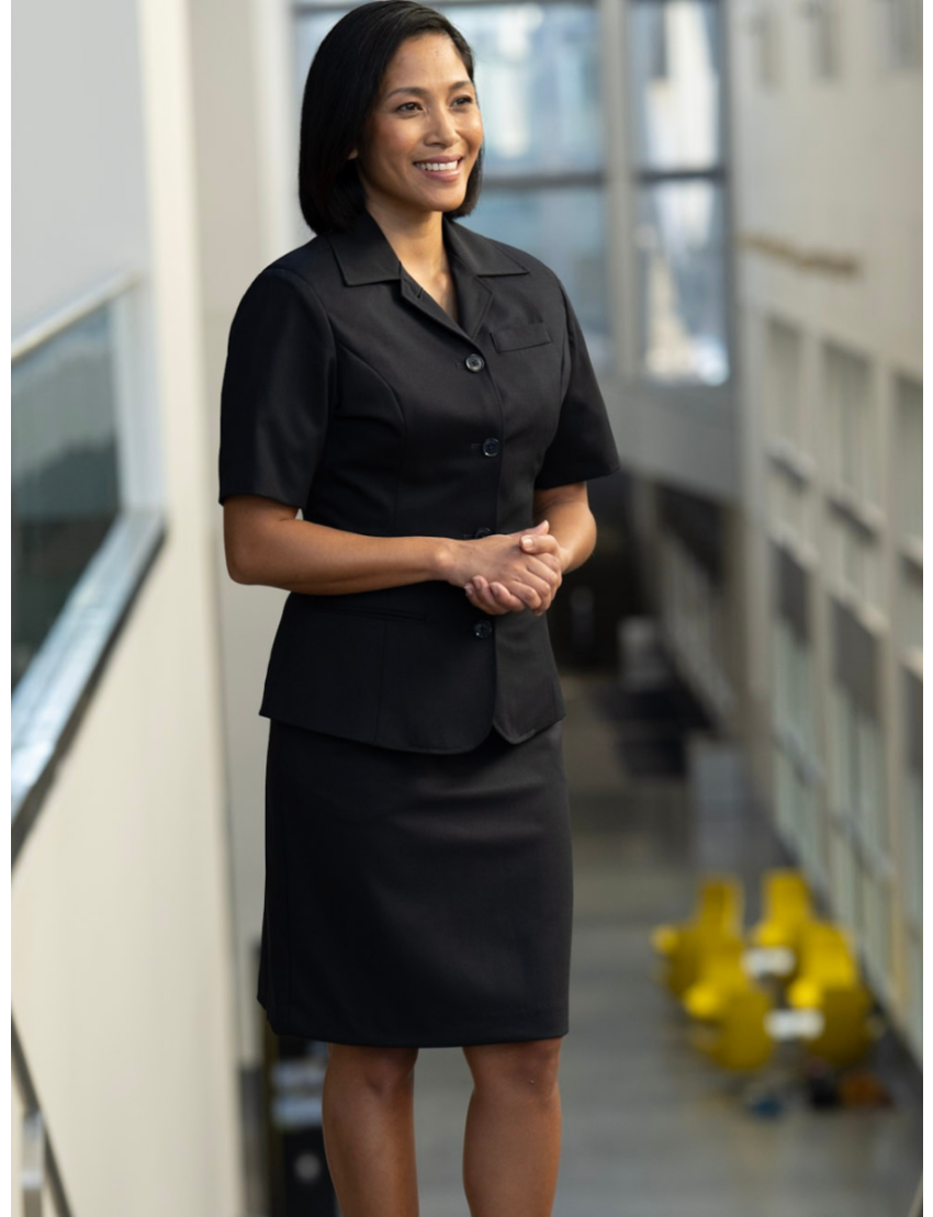 Jillian Short Sleeve Sharkskin Midnight Blue Blazer