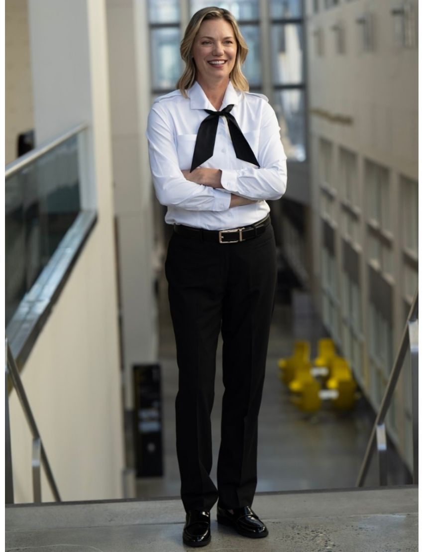 Melissa Flat Front Sharkskin Midnight Blue Pants