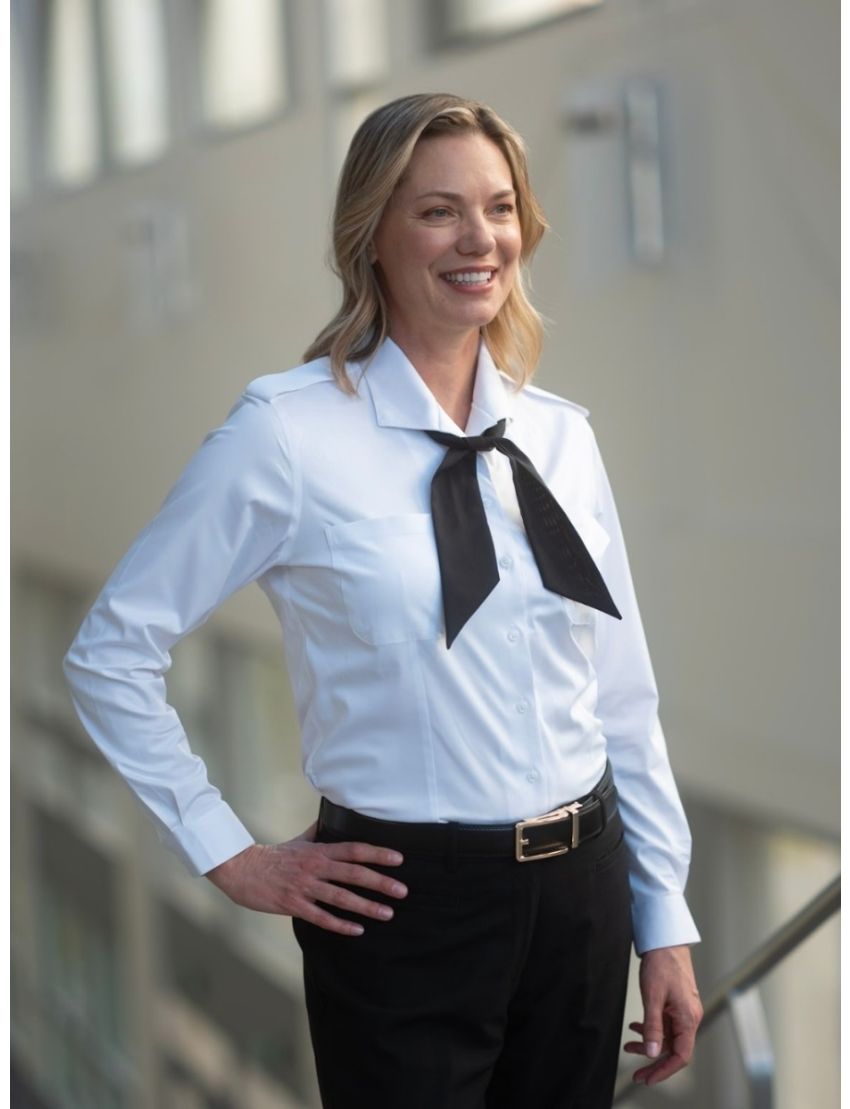 M&H Lauren Open Pocket Long Sleeve Bamboo Shirt w/Eyelet