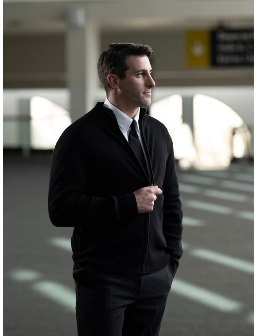 Atlantic Zip-Up Black Cardigan