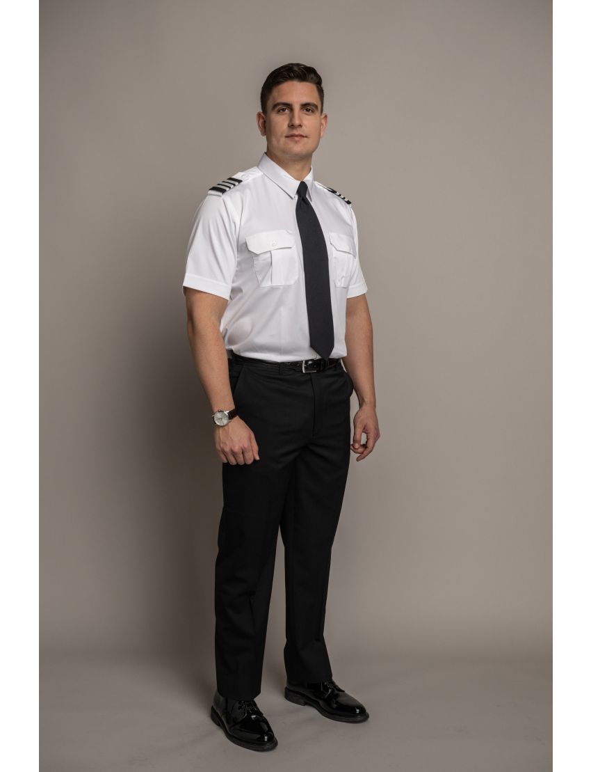 Austin Flat Front Regular Fit Sharkskin Midnight Blue Pants