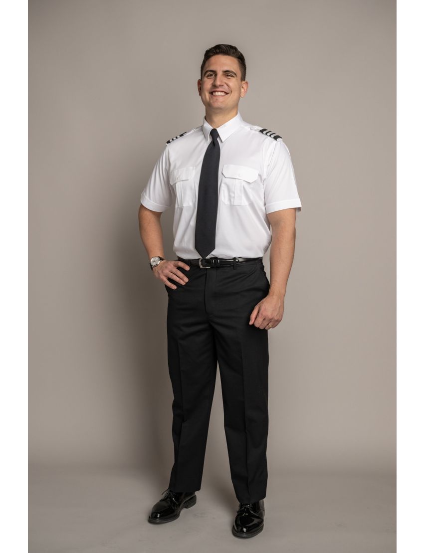 Austin Flat Front Regular Fit Sharkskin Jet Black Pants