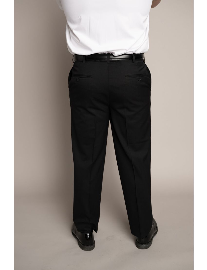 Austin Flat Front Regular Fit Sharkskin Jet Black Pants