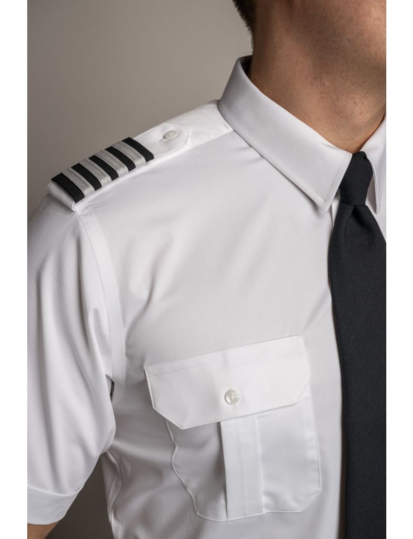 Enzo Flap Pocket Short Sleeve Bamboo Tapered Soft Collar Shirt