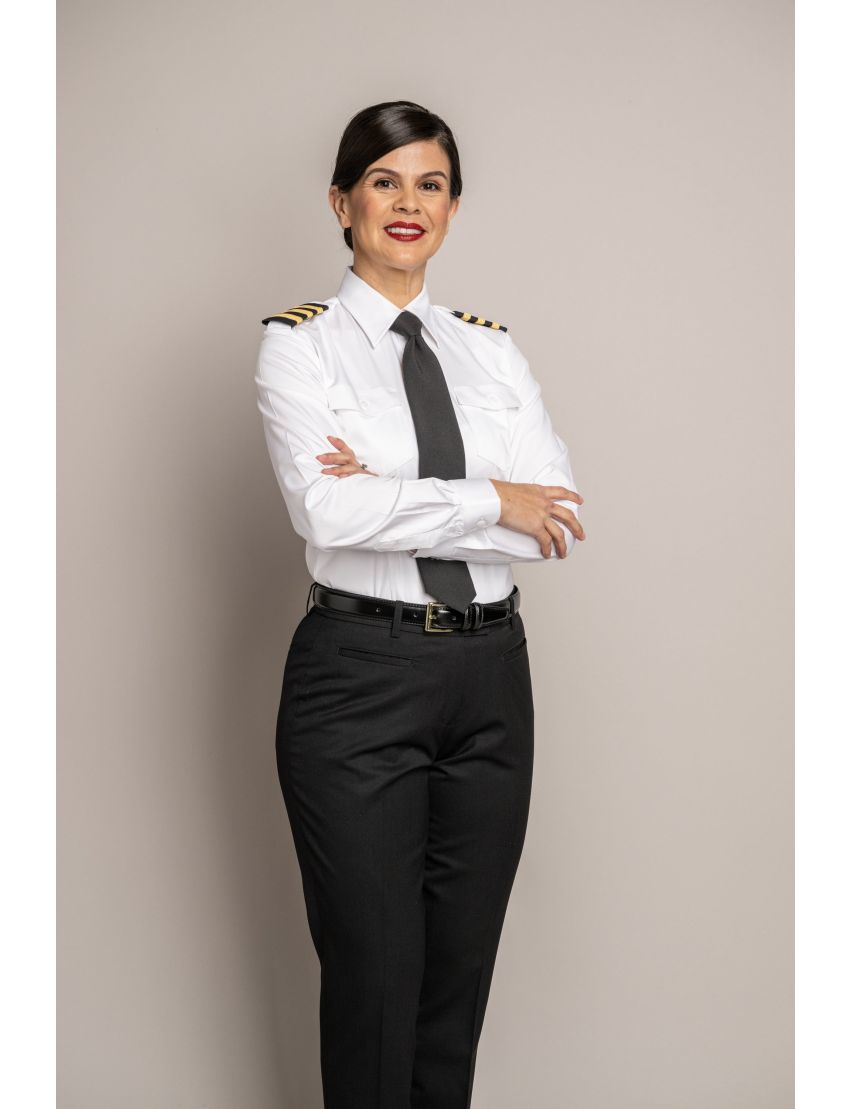 Melissa Flat Front Sharkskin Gunsmoke Pants