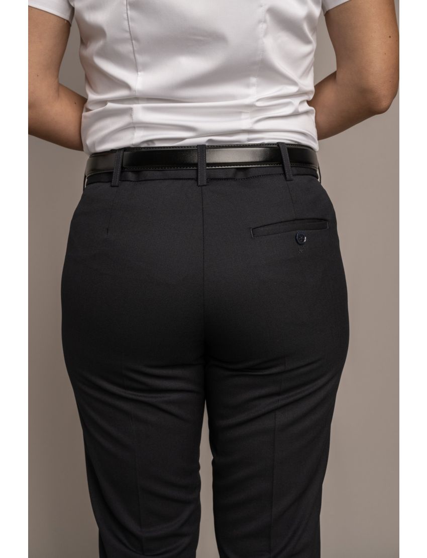 Charlotte Flat Front Comfort Waist Sharkskin Gunsmoke Pants