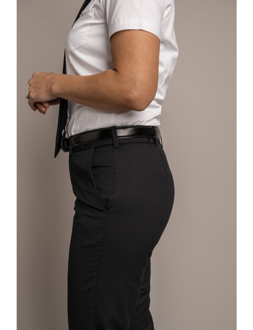 Charlotte Flat Front Comfort Waist Sharkskin Jet Black Pants