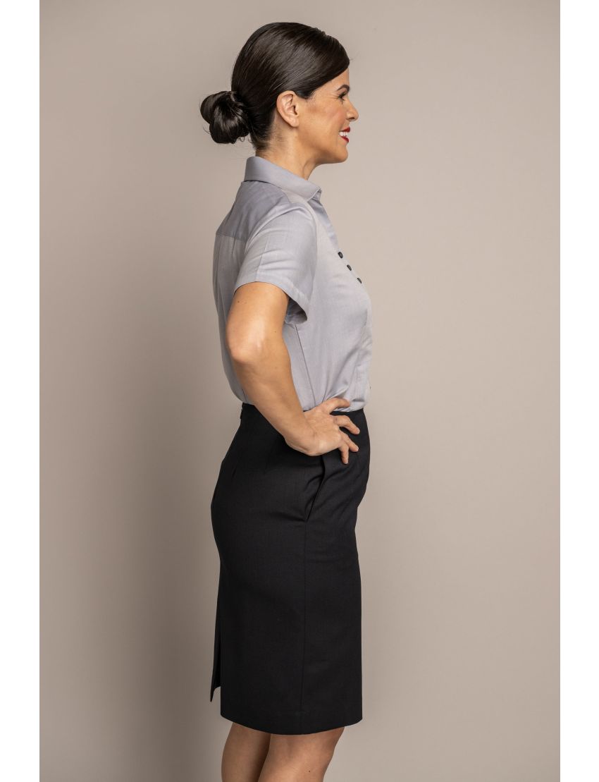 Straight Tropical Black Skirt w/Pocket