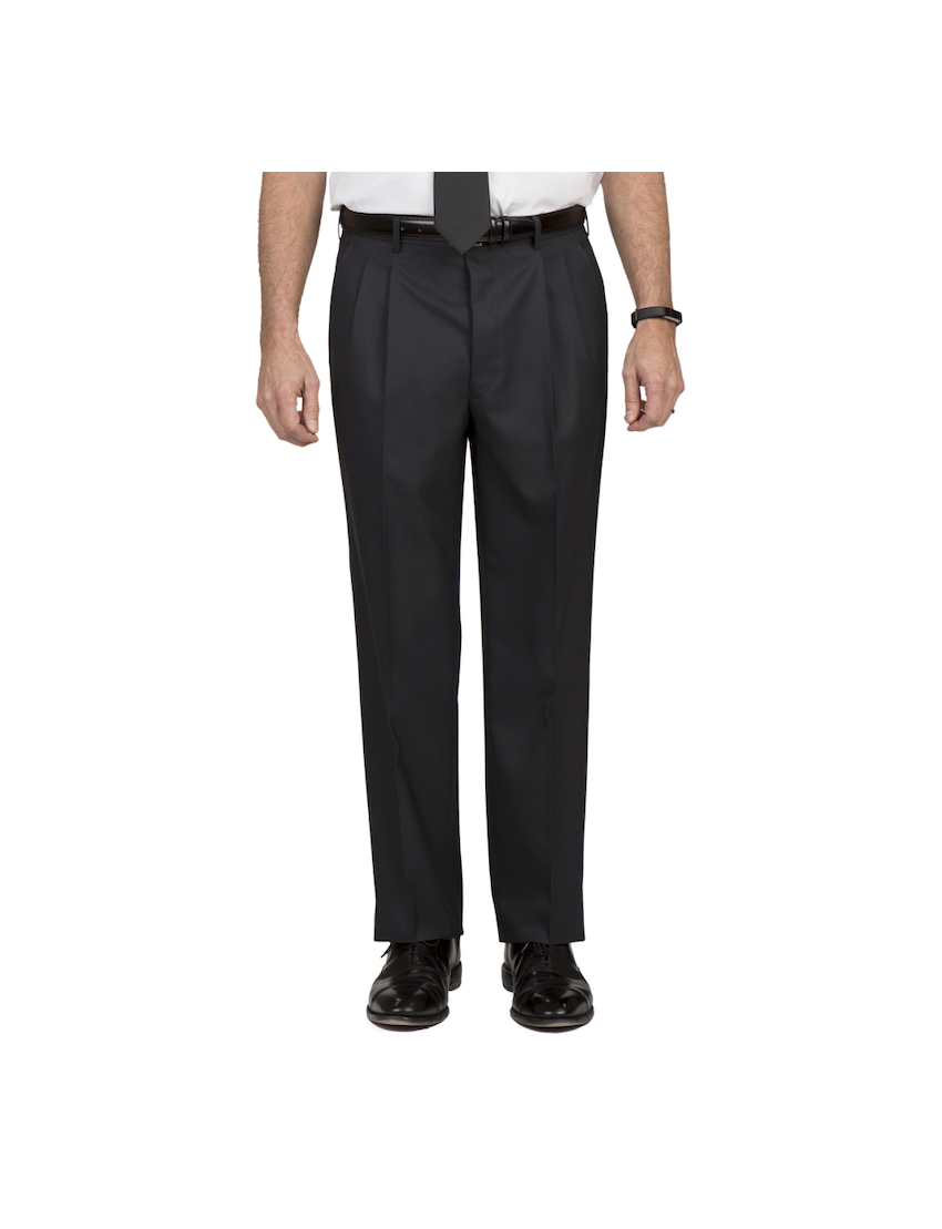 Bryce Pleated Relaxed Fit Sharkskin Jet Black Pants