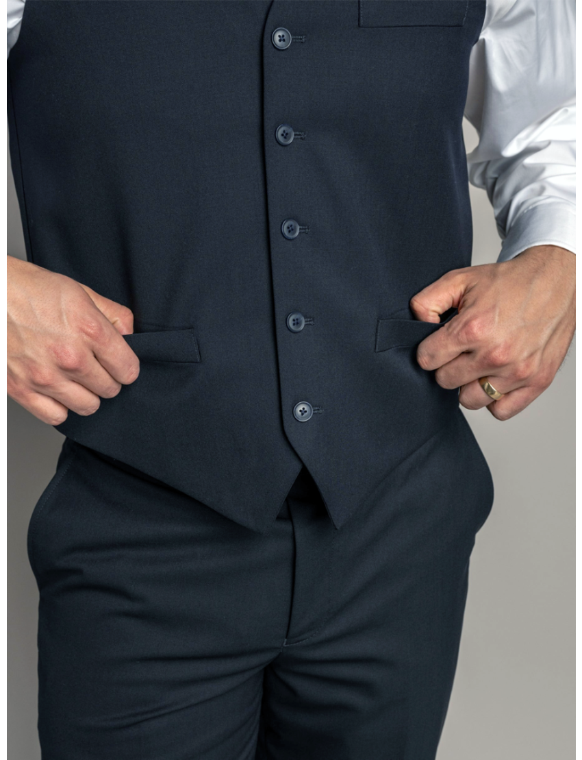 Anthony Single Breasted Sharkskin Blue Vest