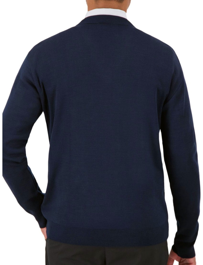 Pullover V-Neck Long Sleeve Navy Sweater