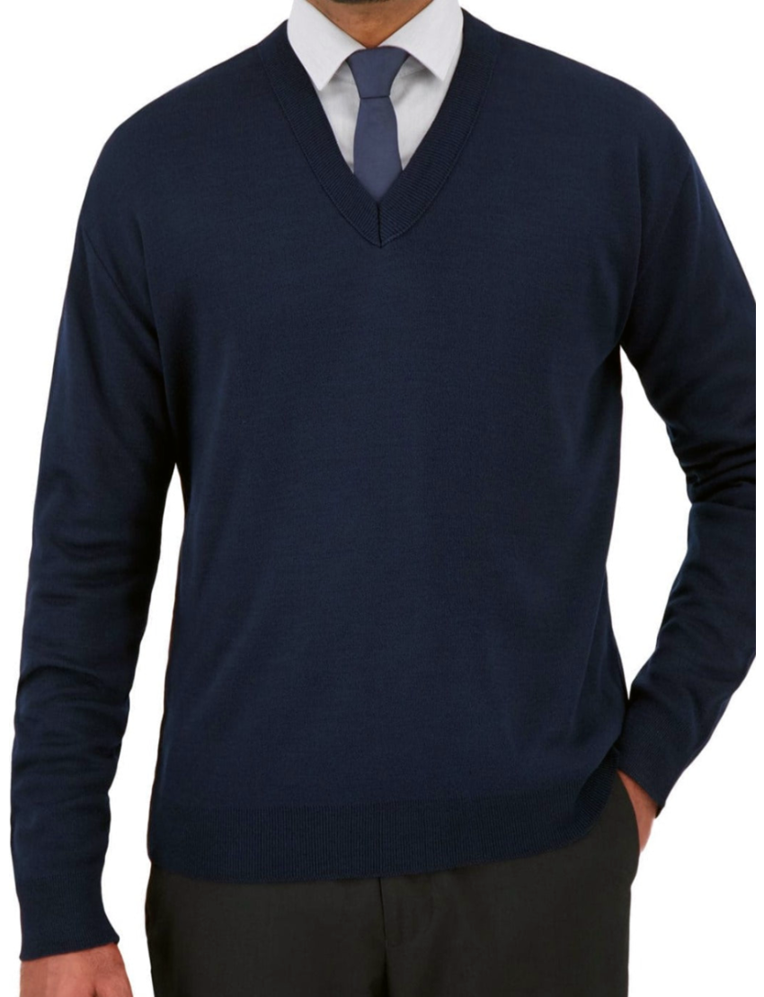 Pullover V-Neck Long Sleeve Navy Sweater