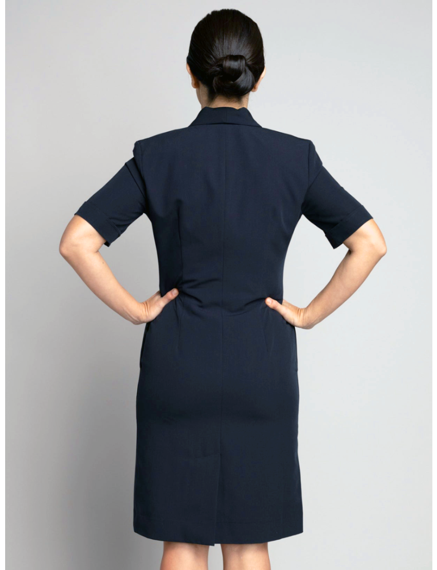 Short Sleeve Shawl Tropical Navy Dress