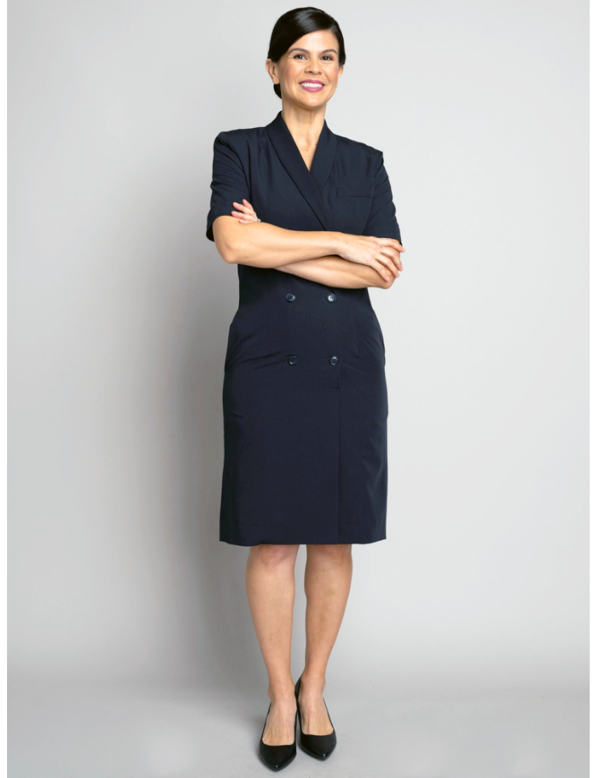 Short Sleeve Shawl Tropical Navy Dress