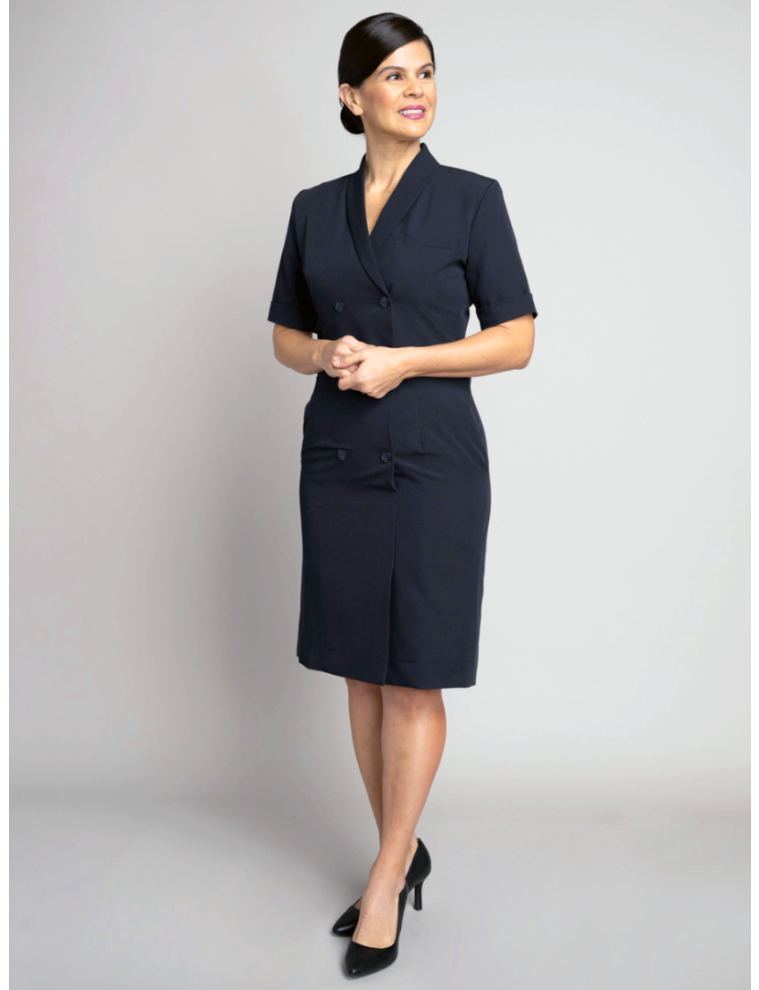 Short Sleeve Shawl Tropical Navy Dress