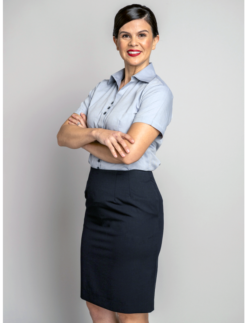 Straight Tropical Navy Skirt w/Pocket