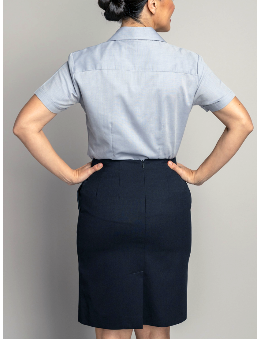 Straight Tropical Navy Skirt w/Pocket