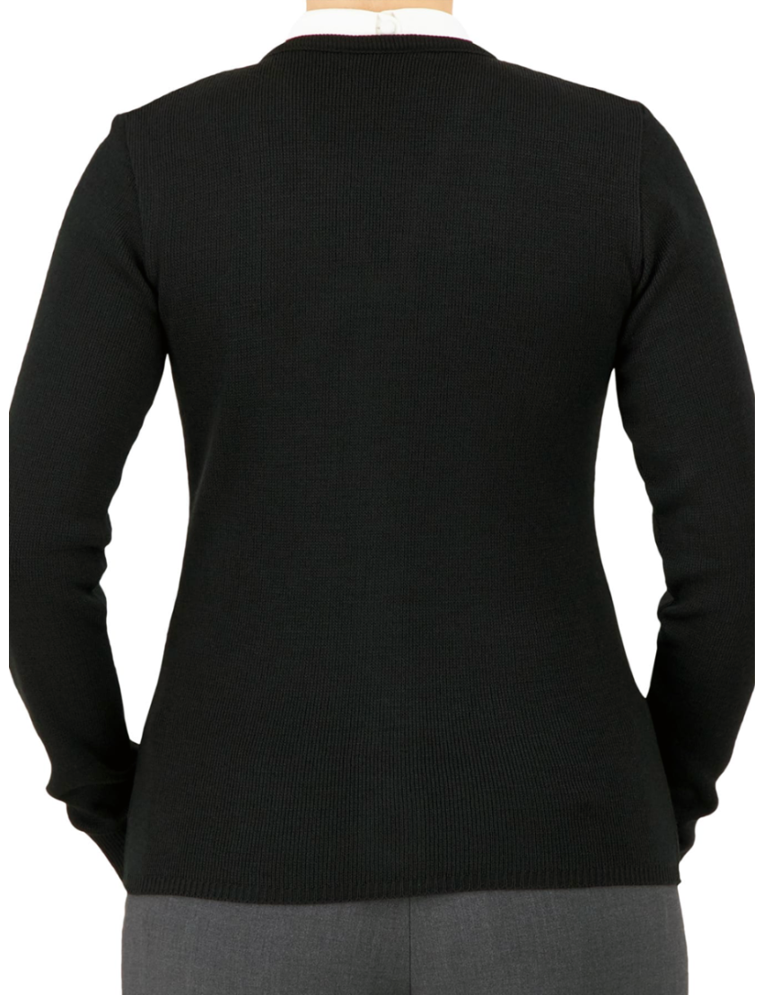 V-Neck Zip Black Cardigan