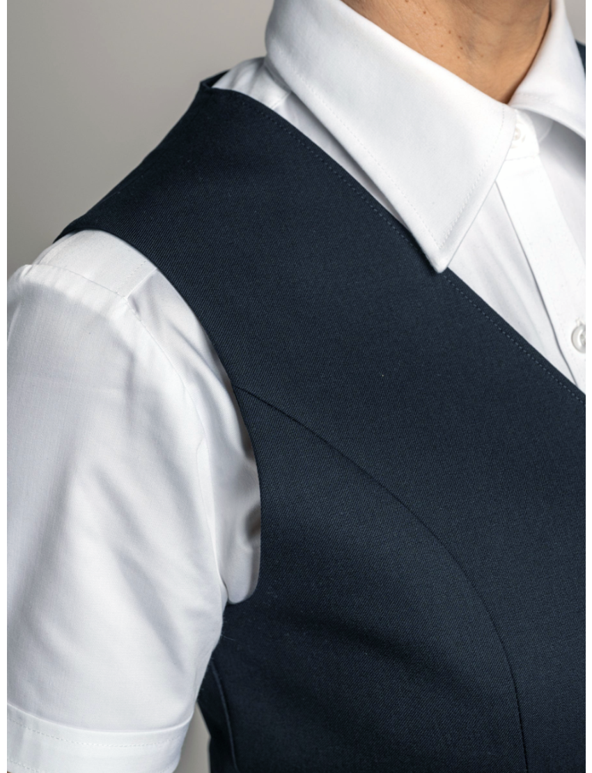 Victoria Single Breasted Sharkskin Blue Vest