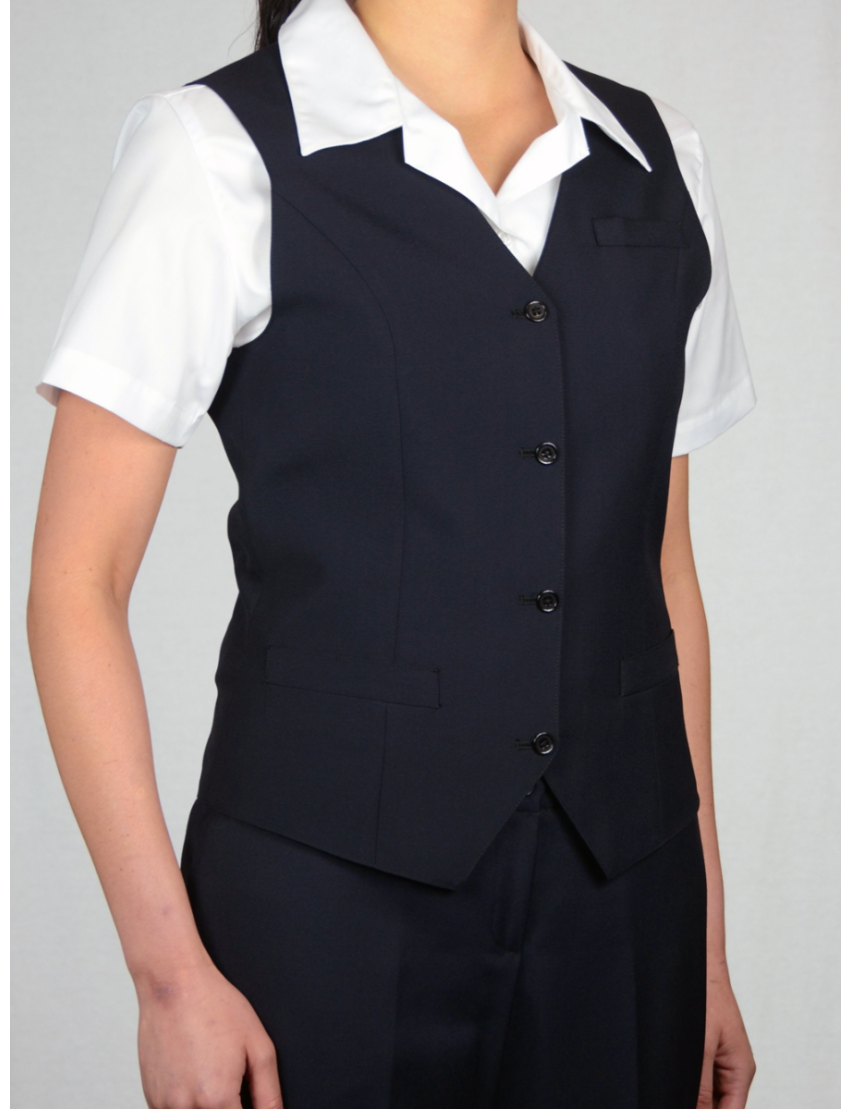 Victoria Single Breasted Sharkskin Blue Vest